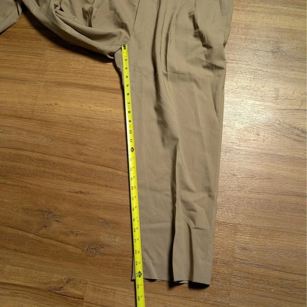 Ballin Dress Pants Mens 37x24 Khaki Solid 100% Super 120s Wool Comfort Adult